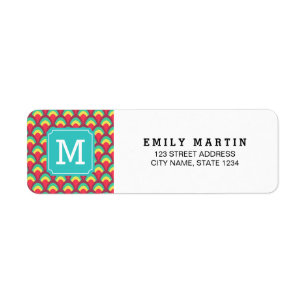 Colourful Geometric Monogram Address Label
