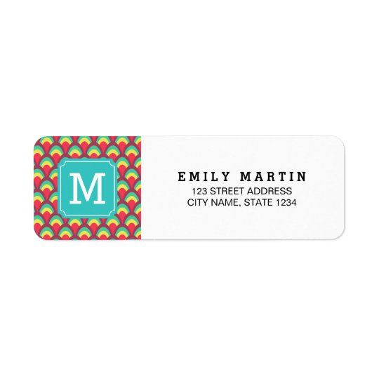 Colourful Geometric Monogram Address Label