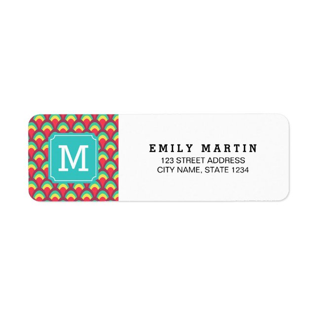Colourful Geometric Monogram Address Label (Front)