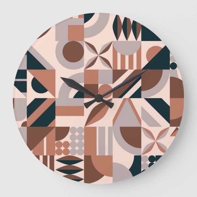 Colourful geometric mosaic, abstract background. large clock (Front)
