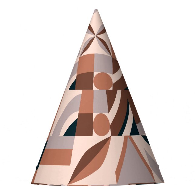 Colourful geometric mosaic, abstract background. party hat (Front)