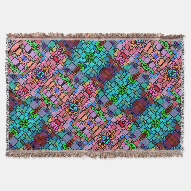 Colourful Geometric Mosaic Blanket (Front)