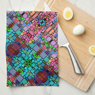 Colourful Geometric Mosaic Blanket Tea Towel