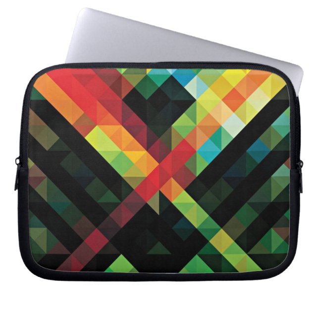 Colourful Geometric Mosaic Pattern Laptop Sleeve (Front)