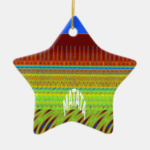 Colourful Geometric Motif Art Print Ceramic Tree Decoration