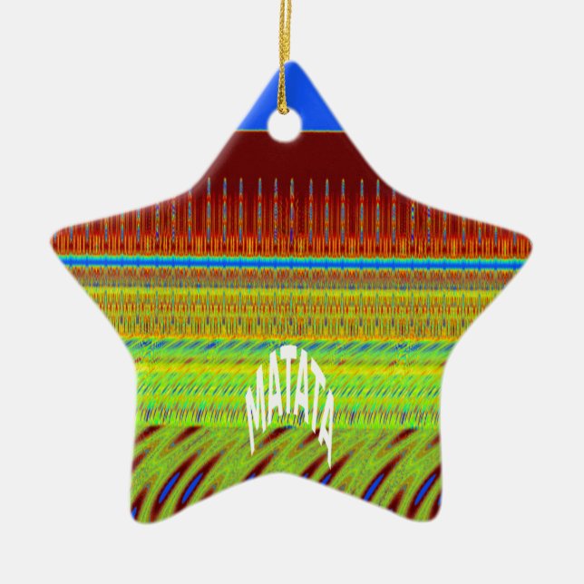 Colourful Geometric Motif Art Print Ceramic Tree Decoration (Front)