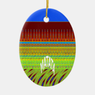 Colourful Geometric Motif Art Print Ceramic Tree Decoration