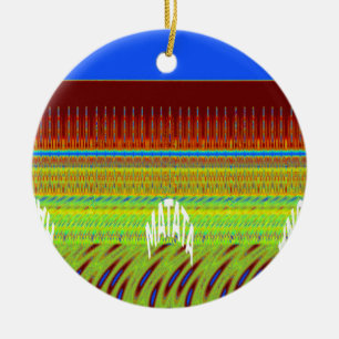 Colourful Geometric Motif Art Print Ceramic Tree Decoration