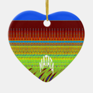 Colourful Geometric Motif Art Print Ceramic Tree Decoration