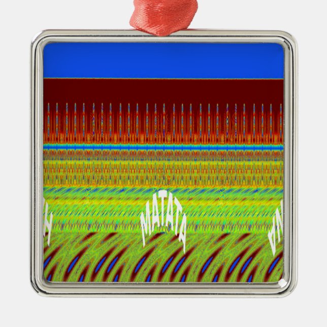 Colourful Geometric Motif Art Print Metal Tree Decoration (Front)