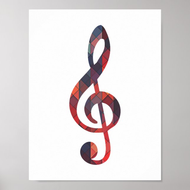Colourful Geometric Music Note Poster (Front)