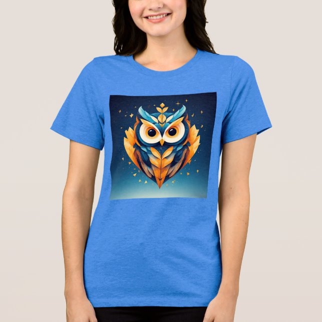 Colourful Geometric Owl Face Tri-Blend Shirt (Front)