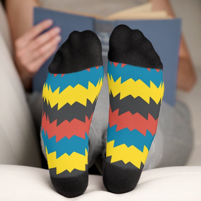 Colourful Geometric Pair of Flip Flops Socks (Bottom)