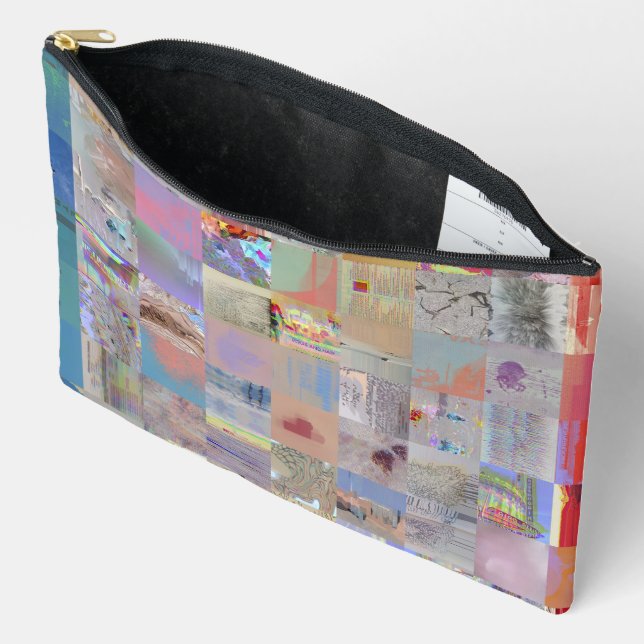 Colourful Geometric Patchwork Accessory Bag (Open)