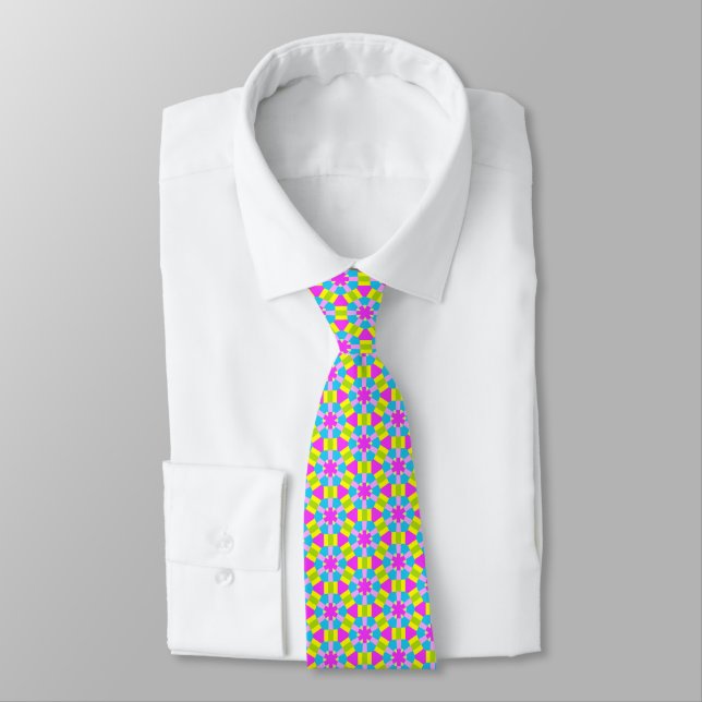Colourful Geometric Pattern 03 Tie (Tied)