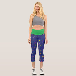 Colourful geometric pattern capri leggings