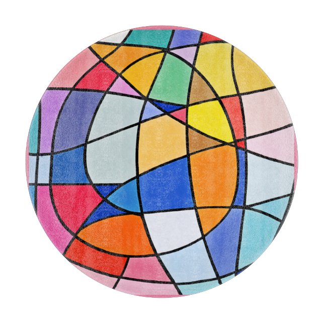 Colourful Geometric Pattern Cutting Board (Front)