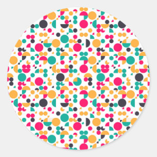 Colourful geometric pattern design classic round sticker