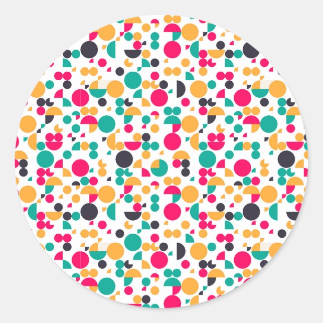 Colourful geometric pattern design classic round sticker (Front)