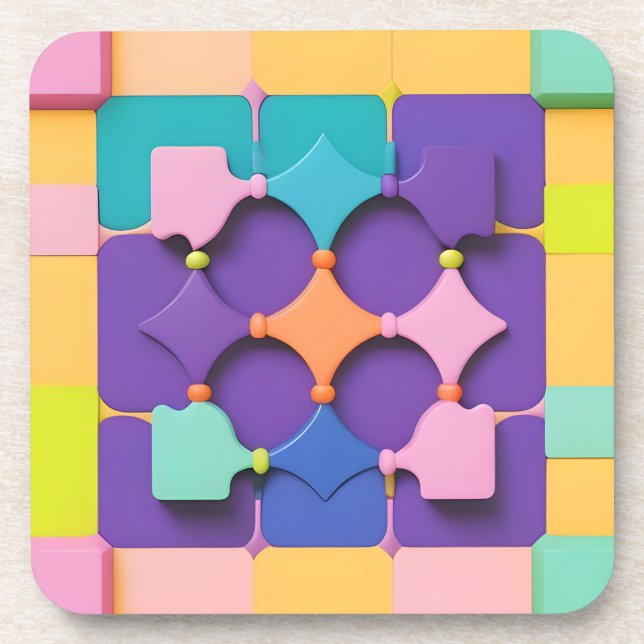 Colourful Geometric Pattern Design Vibrant Shapes Coaster (Front)