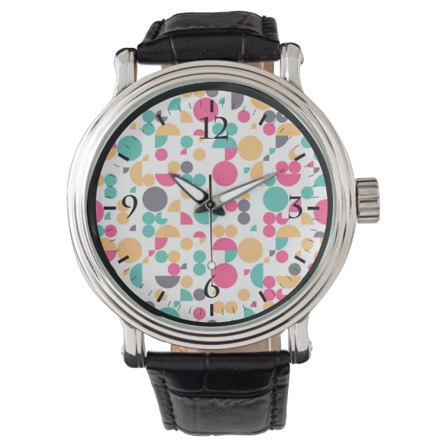 Colourful geometric pattern design watch (Front)