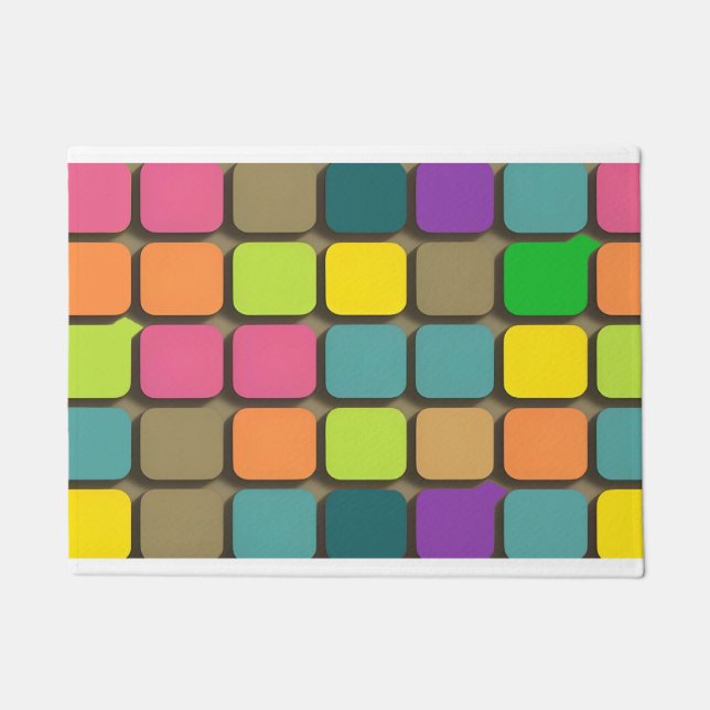 Colourful Geometric Pattern Doormat (Front)