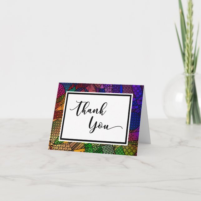 Colourful Geometric Pattern Event Thank You Card (Front)