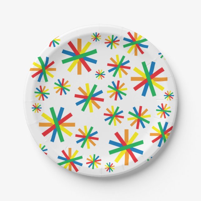 Colourful Geometric Pattern Geometric Art Geometri Paper Plate (Front)