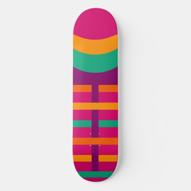 Colourful Geometric Pattern Girly  Skateboard (Front)