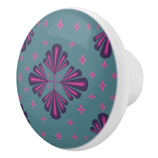 Colourful Geometric Pattern in Classic Retro Style Ceramic Knob (Right)
