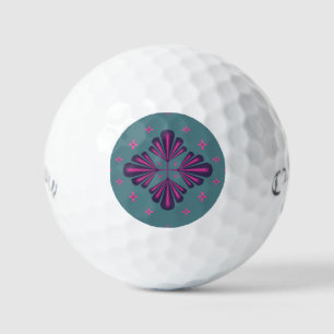 Colourful Geometric Pattern in Classic Retro Style Golf Balls