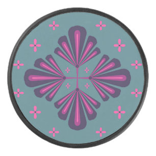 Colourful Geometric Pattern in Classic Retro Style Hockey Puck