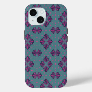 Colourful Geometric Pattern in Classic Retro Style iPhone 15 Case