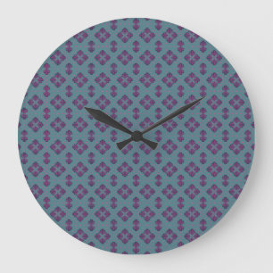 Colourful Geometric Pattern in Classic Retro Style Large Clock