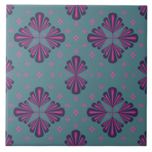 Colourful Geometric Pattern in Classic Retro Style Tile