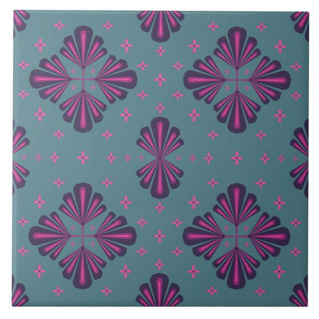 Colourful Geometric Pattern in Classic Retro Style Tile (Front)
