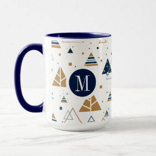 Colourful Geometric Pattern Monogram Mug
