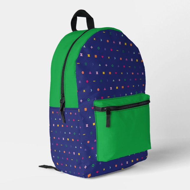 Colourful geometric pattern printed backpack (Back Corner Left)