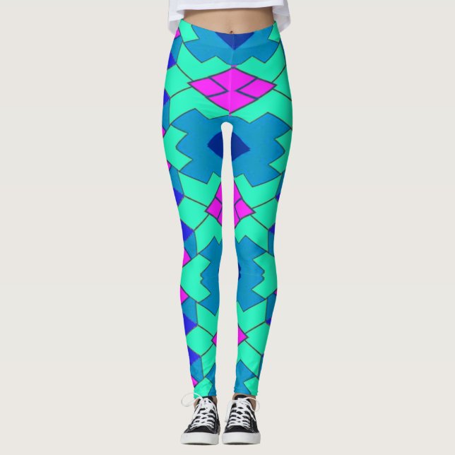 Colourful geometric pattern "Ratti_Creative_Arts"  Leggings (Front)