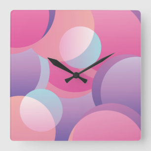Colourful Geometric pattern Square Wall Clock