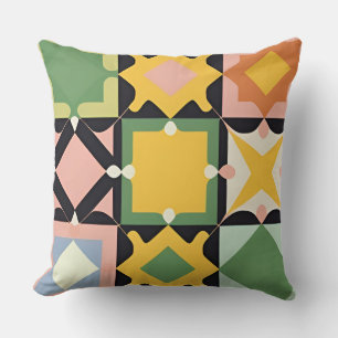 Colourful Geometric Pattern Symmetrical Abstract Cushion
