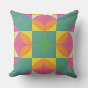 Colourful Geometric Pattern Symmetrical Abstract Cushion
