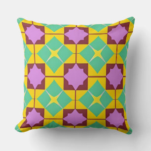 Colourful Geometric Pattern Symmetrical Abstract Cushion
