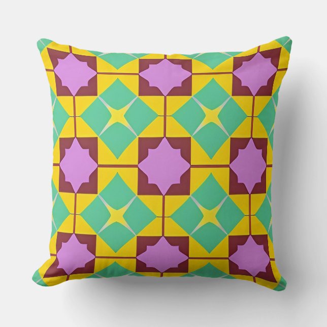 Colourful Geometric Pattern Symmetrical Abstract Cushion (Front)