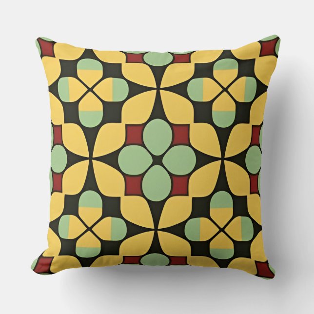 Colourful Geometric Pattern Symmetrical Abstract Cushion (Front)