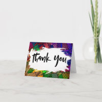Colourful Geometric Pattern Thank You w Brushstrok