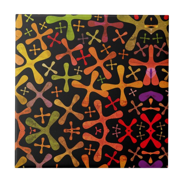 Colourful geometric pattern tile (Front)