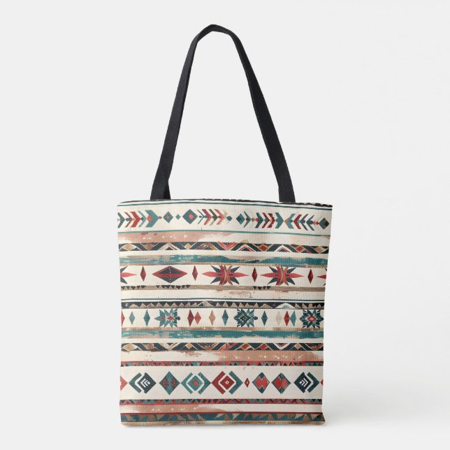 Colourful Geometric Pattern Tote Bag (Back)