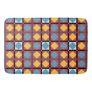 Colourful Geometric Pattern with Abstract Shapes Bath Mat