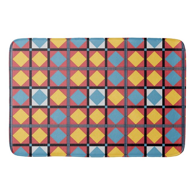 Colourful Geometric Pattern with Abstract Shapes Bath Mat (Front)
